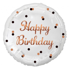 Boldog születésnapot Happy Birthday White-Rose Gold fólia lufi 36 cm party kellék
