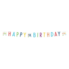 Boldog születésnapot Konfettis Happy Birthday 18 felirat 180 cm party kellék