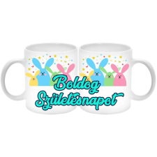 Boldog születésnapot! nyuszis kétoldalas mintás bögre, 1 db bögrék, csészék