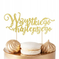 BOLDOG SZÜLETÉSNAPOT TORTA TOPPER ARANY CSILLOGÁS A SZÜLETÉSNAPI BULIRA party kellék