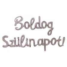 Boldog Szülinapot feliratú fólia lufi – Ezüst party kellék