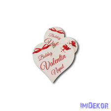 Boldog Valentin napot szív - Masni+Cupido 7cm 5db/csomag dekorációs kellék