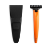  Bolin Webb borotvakészlet, R1 Signal Orange, vízálló tokkal, kompatibilis a Gillette Mach 3 pengével, ergonomikus nyéllel, prémium dizájnnal, sima borotválkozással, narancssárga