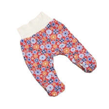 Bomer Pamut bébi nadrág - Kék/Narancssárga Virágos 68 babanadrág