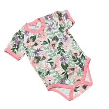 Bomer Rövid ujjú Body - Rózsaszín Virágos - 80 kombidressz, body