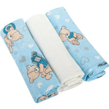 BOMIMI Premium Pamut pelenka 80×70 Mackó - kék 3 db mosható pelenka