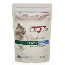 BonaCibo Bonacibo Pouch - Wet Adult Cat Food - Liver 85 g macskaeledel