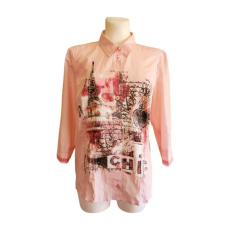  Bonita rózsaszín Párizs mintás női blúz (méret: 44/L)