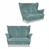  Bonito Skandináv Kordbársony Csíkos Szárnyas Kanapé Family Furniture, Zöld