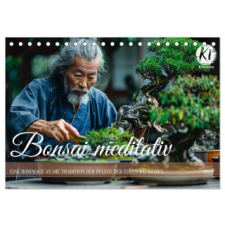  Bonsai meditativ (Tischkalender 2026 DIN A5 quer), CALVENDO Monatskalender naptár, kalendárium