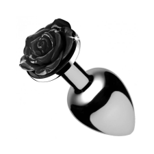 Booty Sparks Black Rose - 79g-os alumínium anál dildó (ezüst-fekete) anál