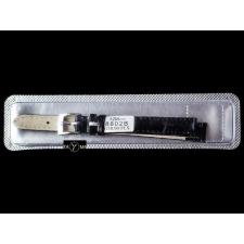  Bőr óraszíj fekete varrással, ezüst csat, 12 mm, díszdobozban óraszíj