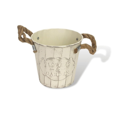  Bordázott bádog kaspó 13x12cm - krém dekorációs kellék