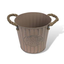  Bordázott bádog kaspó 18x16cm - púder dekorációs kellék