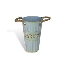  Bordázott bádog váza kék 15x25cm dekorációs kellék