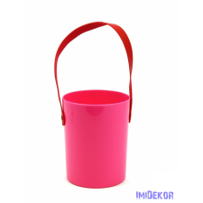 Bőrfüles virágtartó - Pink dekorációs kellék