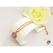  Borikna antiallergén nagy rózsaszín köves nyaklánc-18K nyaklánc