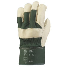 BŐRKESZTYŰ, SZÜRKE SZÍNMARHA/ZÖLD VÁSZON KÉZHÁT (10) védőkesztyű