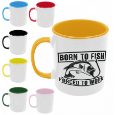  Born to fish, force to work - Színes Bögre bögrék, csészék