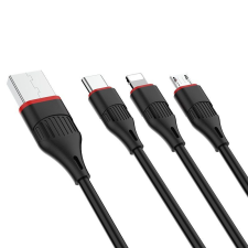 Borofone BX17 3in1 Micro USB/Type-C/Lightning Charging Cable Black kábel és adapter