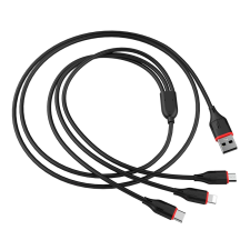 Borofone BX17 USB-A apa - Micro USB/USB-C/Lightning apa Töltőkábel - Fekete (1m) kábel és adapter