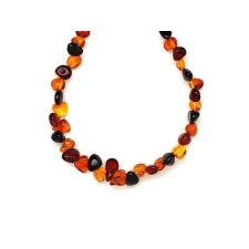  Borostyán kerek sötét vegyes splitter nyaklánc 55cm nyaklánc