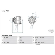 Bosch generátor 0 986 040 461 autóalkatrész