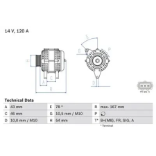 Bosch generátor 0 986 049 171 autóalkatrész