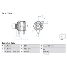 Bosch generátor 0 986 087 230 autóalkatrész