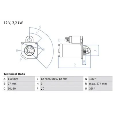 Bosch önindító 0 986 017 490 autóalkatrész