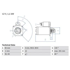 Bosch önindító 0 986 021 741 autóalkatrész