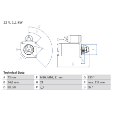 Bosch önindító BOSCH 0 986 017 530 autóalkatrész