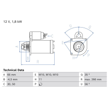 Bosch önindító BOSCH 0 986 018 970 autóalkatrész