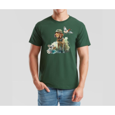 Bottle Green színű férfi vadászos rövid ujjú póló - XL méret ajándéktárgy