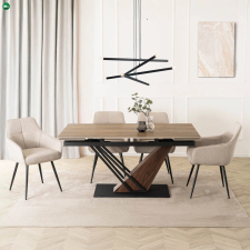  Bővíthető Étkezőasztal Sötét Tölgy/Fekete Színben. REX 160-220 cm bútor