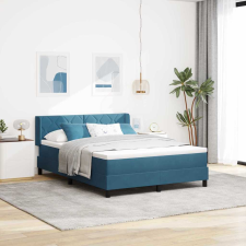  Box Spring ágy matraccal fekete 100x200 cm bársonyos Sötétkék ágy és ágykellék