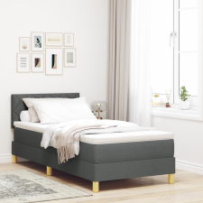 Box Spring ágy matraccal sötétszürke 90x200 cm szövet ágy és ágykellék