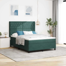 Boxrugós ágy fejtámlával Sötétzöld 140 x 200 cm Bársony ágy és ágykellék