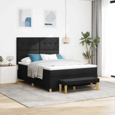  Boxrugós ágy matracmal fejtámlával Fekete 140 x 200 cm szövet ágy és ágykellék