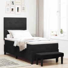  Boxrugós ágy matracmal fejtámlával Fekete 80 x 200 cm Bársony ágy és ágykellék