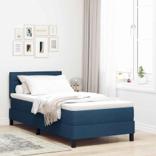  Boxrugós ágy matracmal fejtámlával Kék 90 x 200 cm szövet ágy és ágykellék