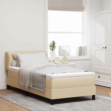  Boxrugós ágy matracmal fejtámlával Krém 90 x 200 cm szövet ágy és ágykellék