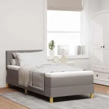  Boxrugós ágy matracmal fejtámlával Tópszínű 100 x 200 cm szövet ágy és ágykellék