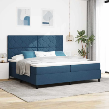  Boxrugós ágy matracmal leddel Kék 200 x 200 cm szövet ágy és ágykellék
