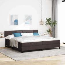  Boxrugós ágy matracmal leddel Sötét Barna 200 x 200 cm szövet ágy és ágykellék