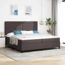  Boxrugós ágy matracmal leddel sötétbarna 200 x 200 cm szövet ágy és ágykellék