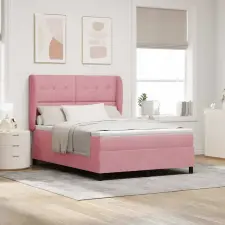  Boxrugós ágy matracmal Rózsaszín 200 x 140 cm Poliészter ágy és ágykellék