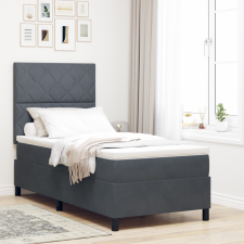  Boxspring Ágy Matrac nélkül Sötétszürke 100x200 cm Bársony ágy és ágykellék