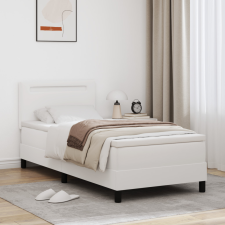  Boxspring Ágy Matraccal - Fehér 100x200 cm Műbőrből. ágy és ágykellék
