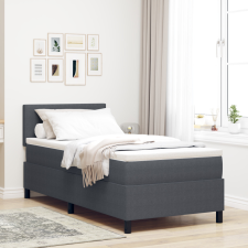  Boxspring Ágy Matraccal Sötét Szürke 100x200 cm Kordbársony Anyag ágy és ágykellék